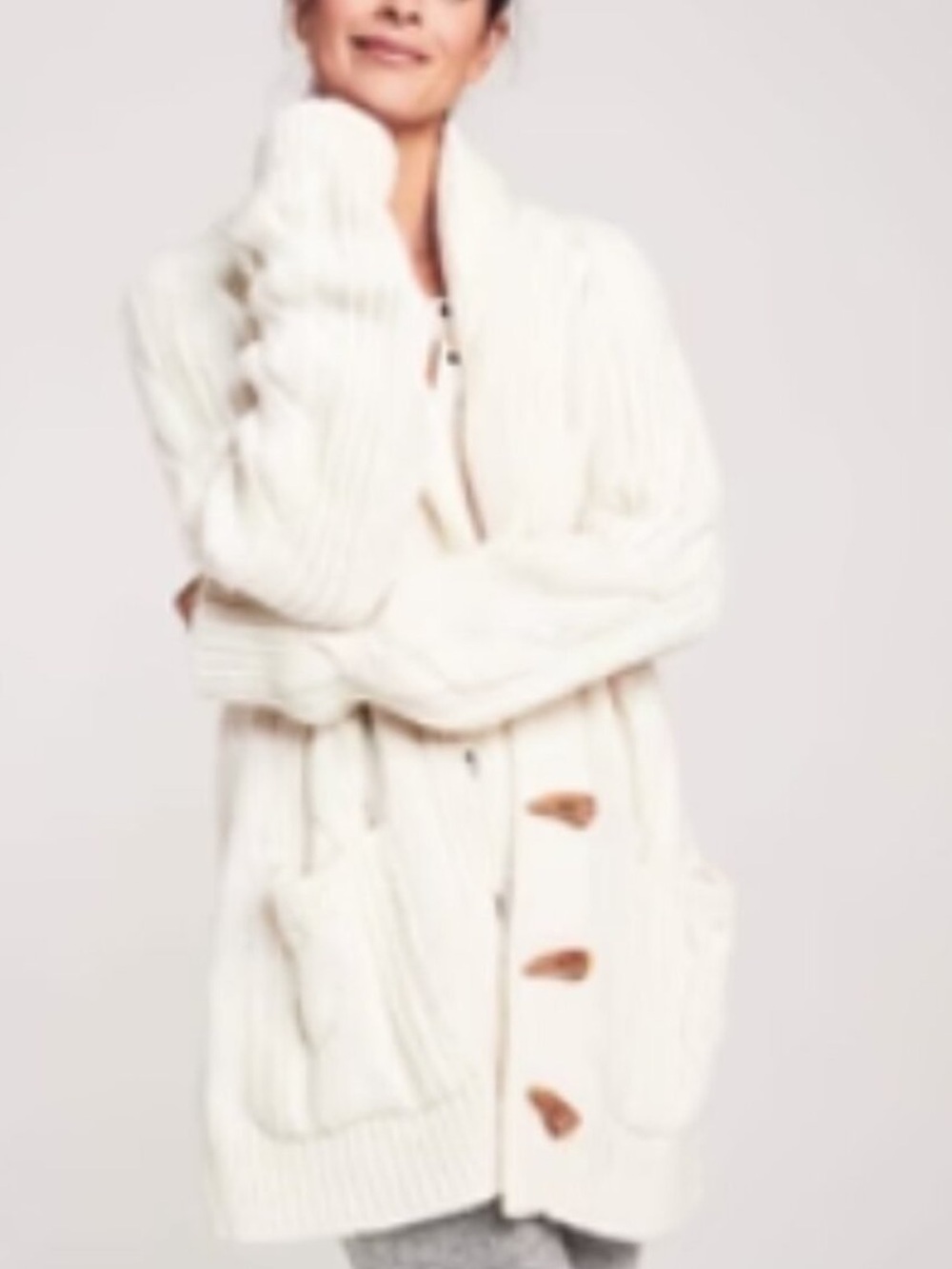 Faherty winter frost Cozy Cream Chunky Knit Cardigan Sweater